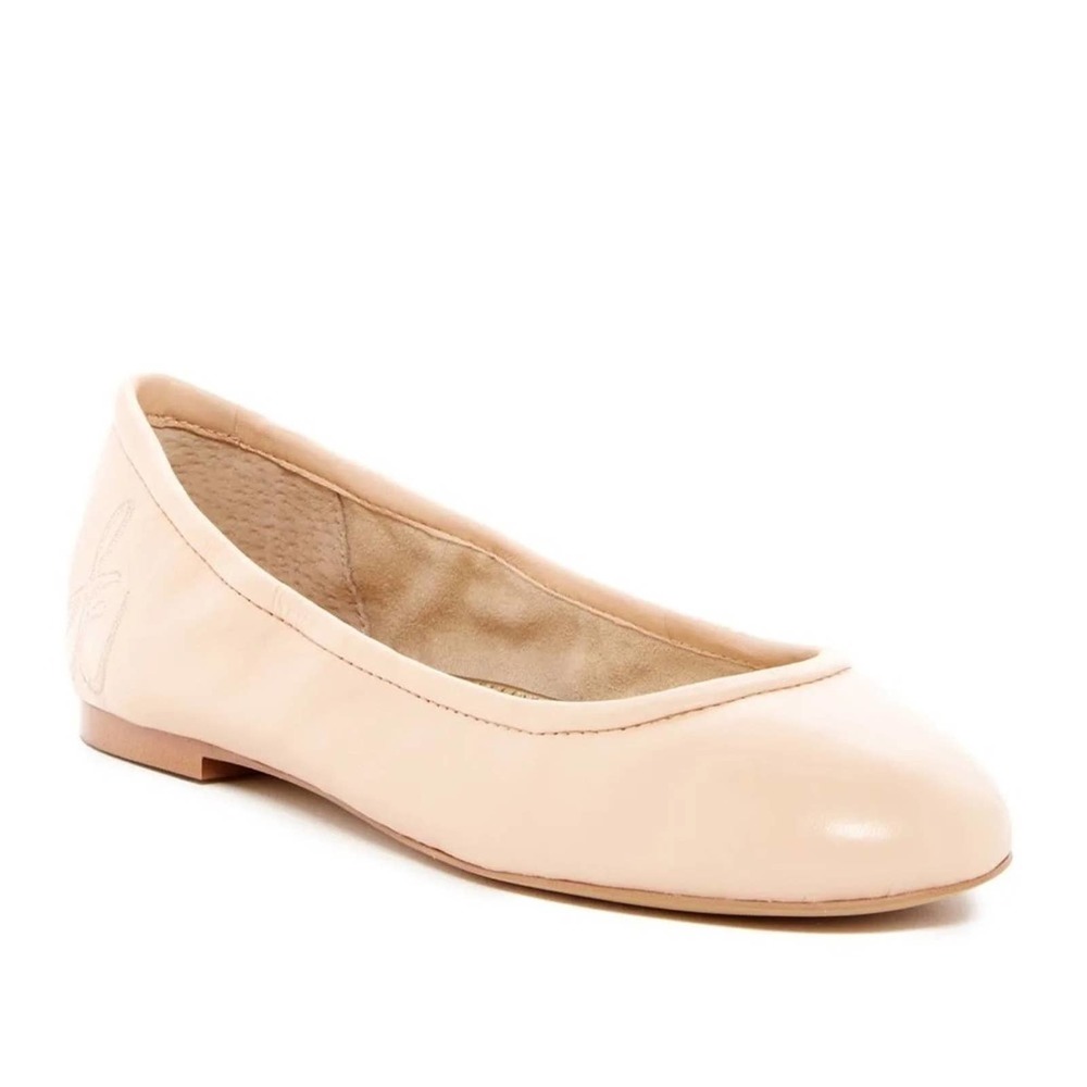 Sam Edelman Sz 8 Fritz Signature Ballet Flats Light Tan Leather Round Toe Beige